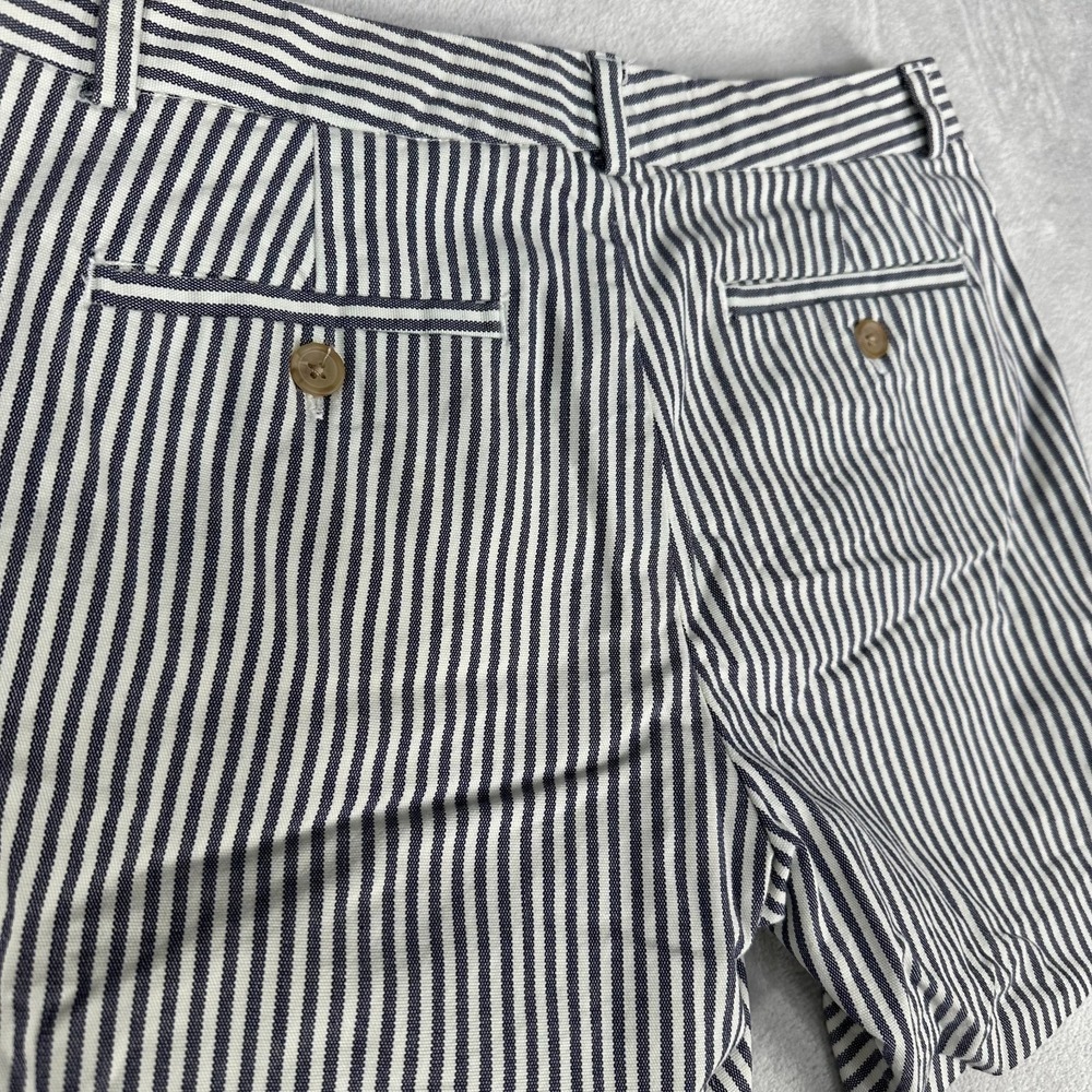 Banana Republic Shorts Womens 8 Blue White Striped 100% Cotton Nautical Preppy - Picture 10 of 13